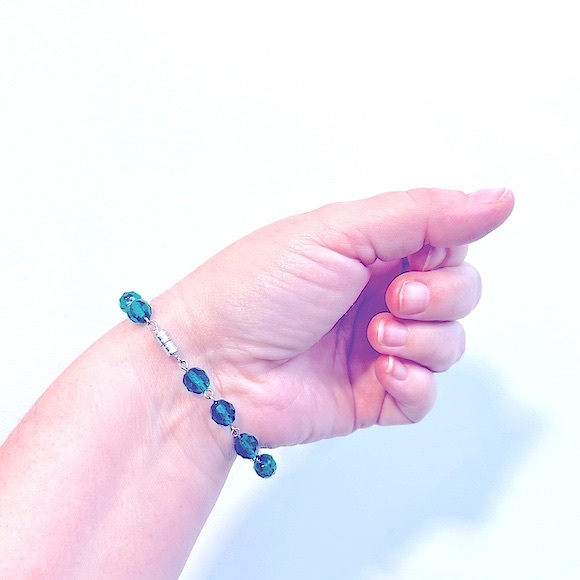 🆕Teal Swarovski Faucet Crystals Family Symbolic Antique Glass Pearls Bracelet - Picture 4 of 16